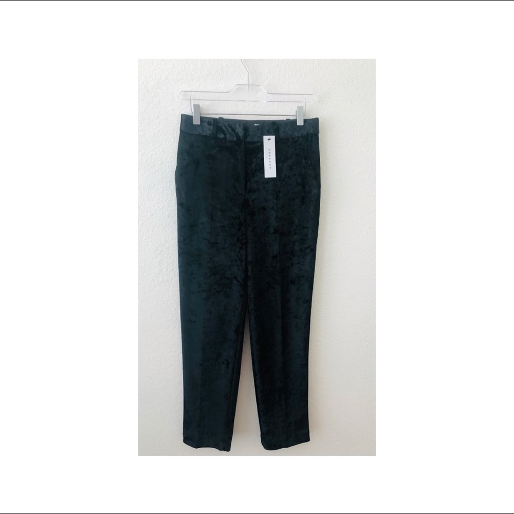 NWT Topshop Bonded Black Velvet Trousers Size 6